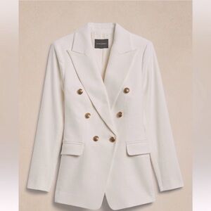 Banana Republic White Cotton Blazer with Gold Crested Buttons, women’s size 10